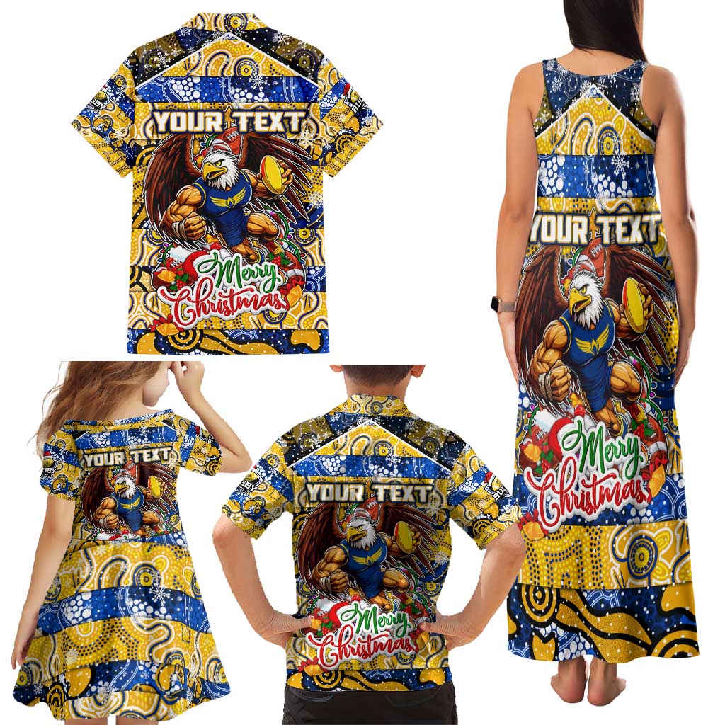 Custom Eagles Rugby Merry Christmas Family Matching Tank Maxi Dress and Hawaiian Shirt Indigenous Australian Art