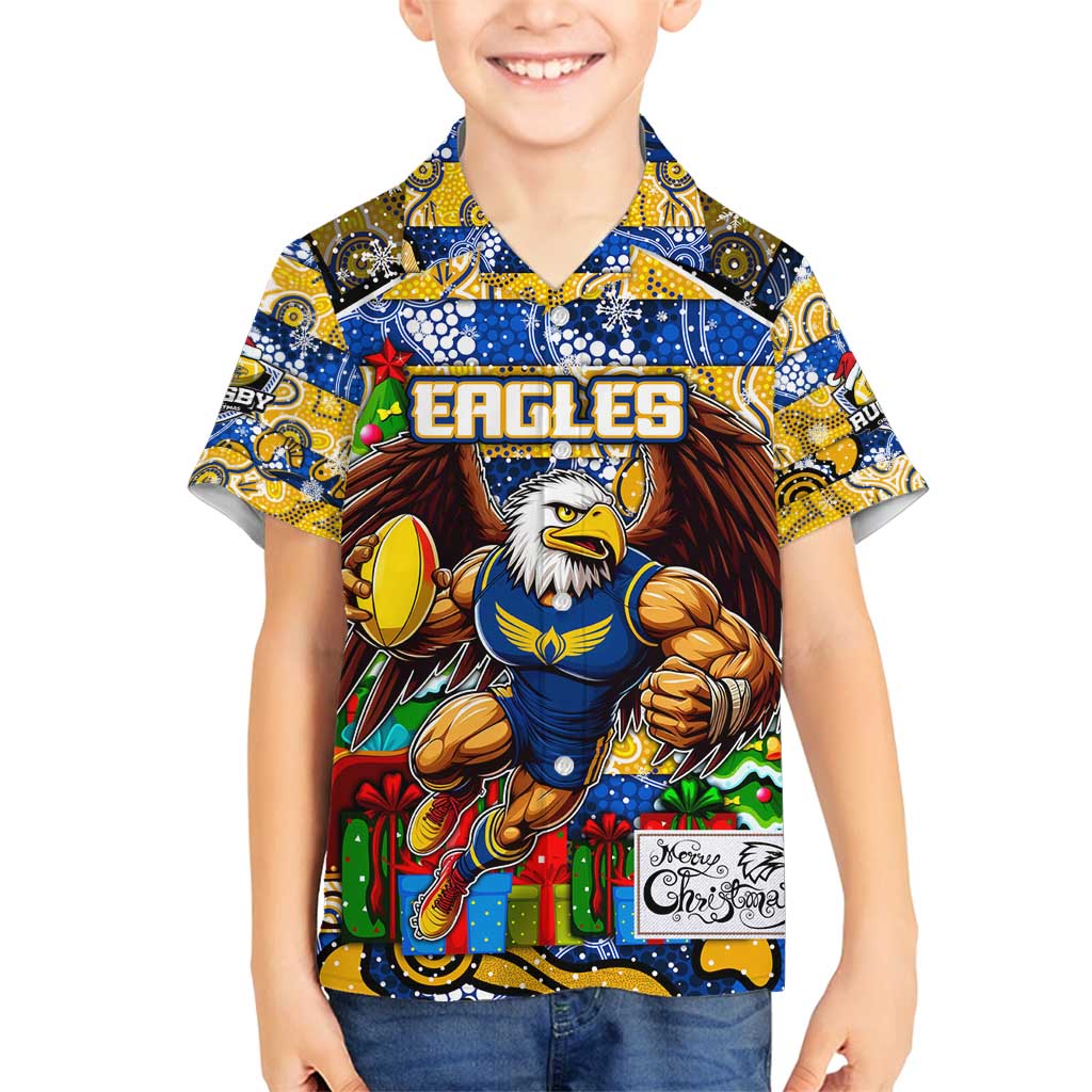 Custom Eagles Rugby Merry Christmas Family Matching Tank Maxi Dress and Hawaiian Shirt Indigenous Australian Art