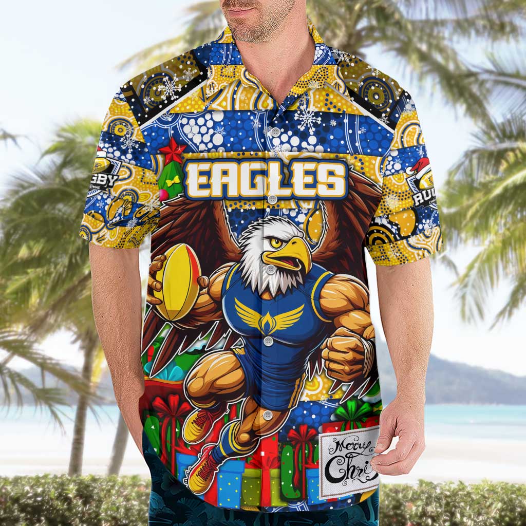 Custom Eagles Football Merry Christmas Hawaiian Shirt Indigenous Australian Art - Vibe Hoodie Shop