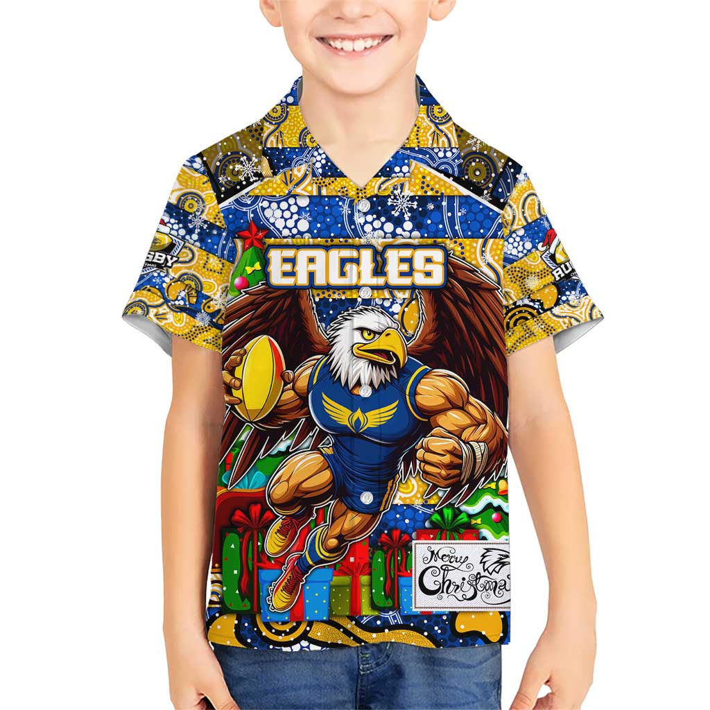 Custom Eagles Football Merry Christmas Hawaiian Shirt Indigenous Australian Art - Vibe Hoodie Shop