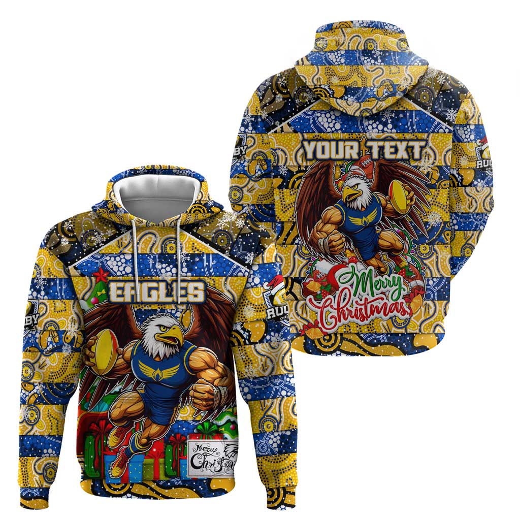 Custom Eagles Football Merry Christmas Hoodie Indigenous Australian Art - Vibe Hoodie Shop
