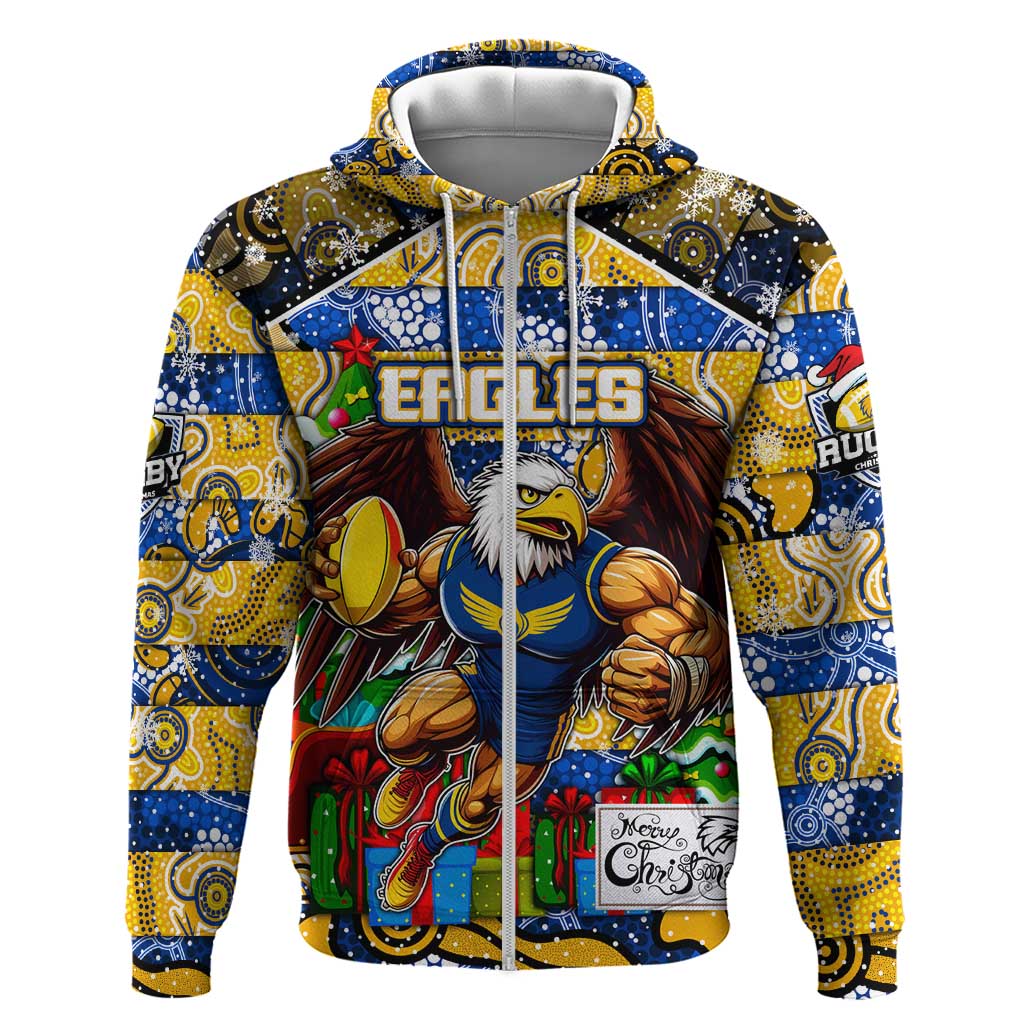 Custom Eagles Football Merry Christmas Hoodie Indigenous Australian Art - Vibe Hoodie Shop