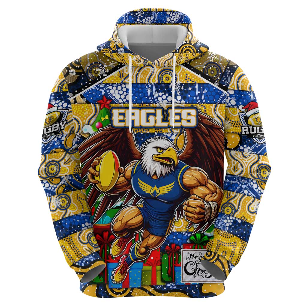 Custom Eagles Football Merry Christmas Hoodie Indigenous Australian Art - Vibe Hoodie Shop