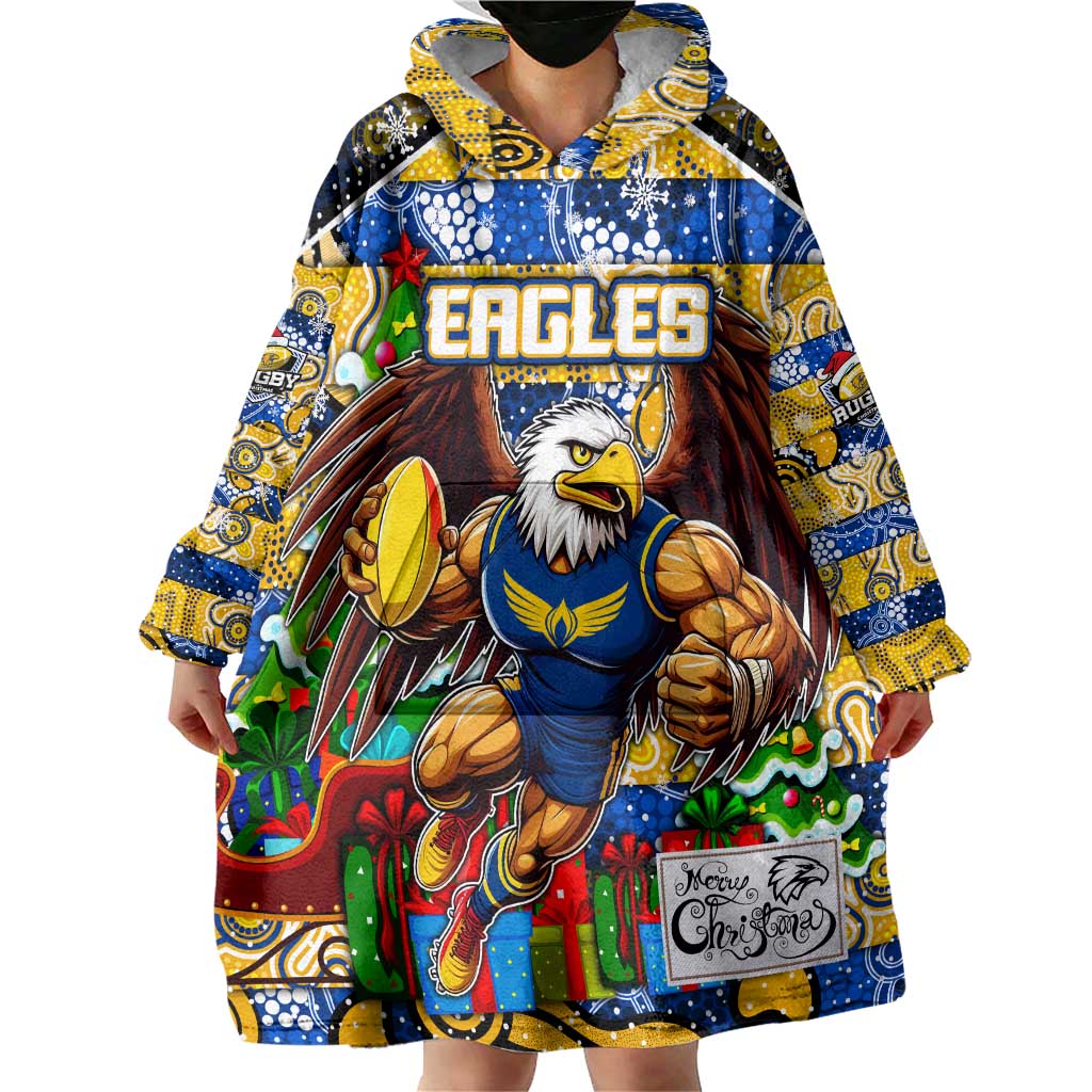 Custom Eagles Football Merry Christmas Wearable Blanket Hoodie Indigenous Australian Art - Vibe Hoodie Shop