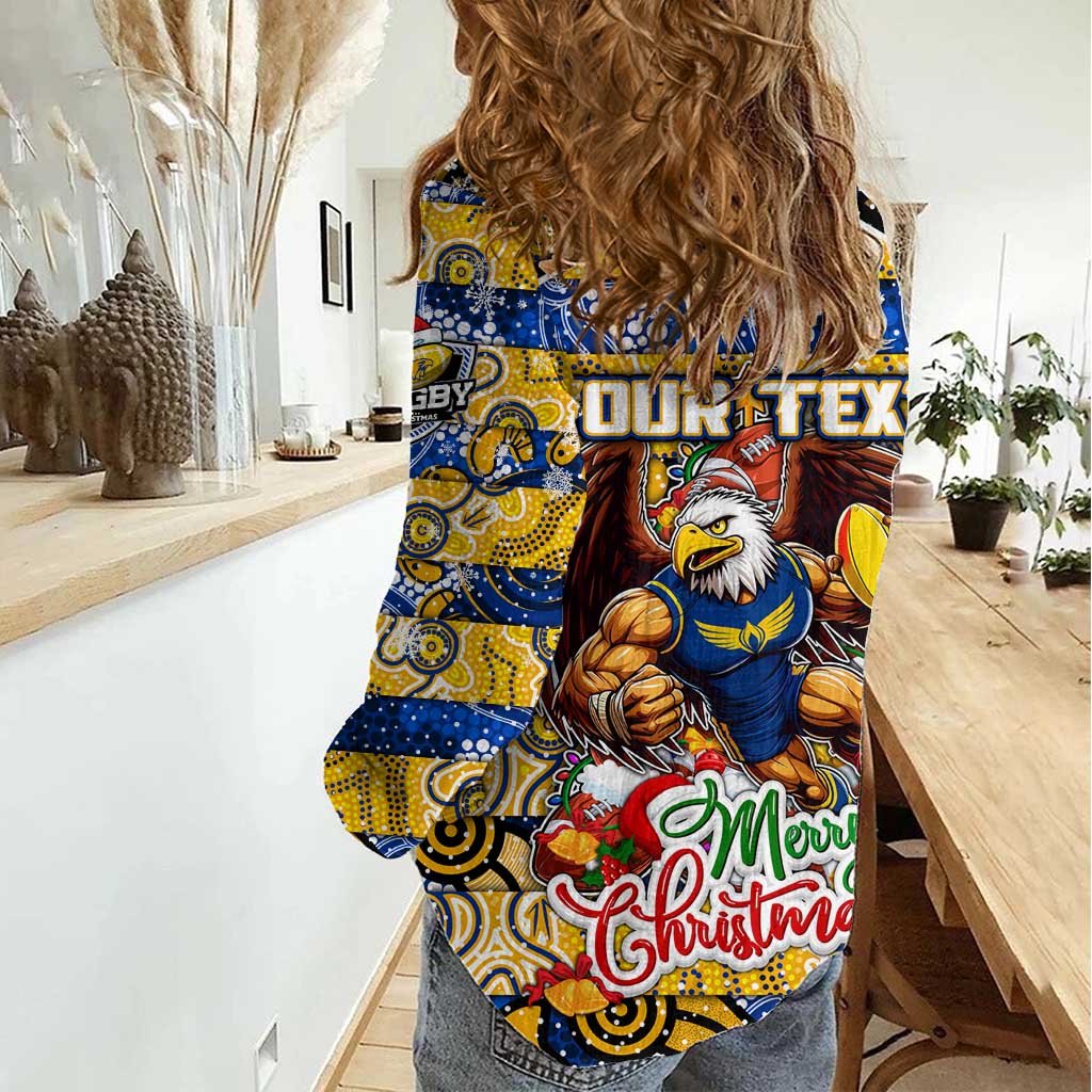 Custom Eagles Football Merry Christmas Women Casual Shirt Indigenous Australian Art - Vibe Hoodie Shop
