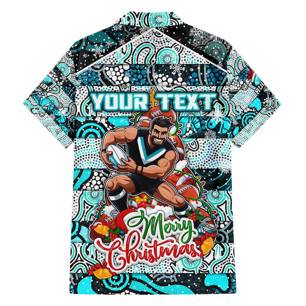 Custom Power Rugby Merry Christmas Family Matching Long Sleeve Bodycon Dress and Hawaiian Shirt Indigenous Australian Art