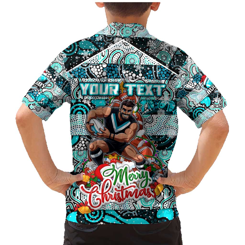 Custom Power Rugby Merry Christmas Family Matching Mermaid Dress and Hawaiian Shirt Indigenous Australian Art
