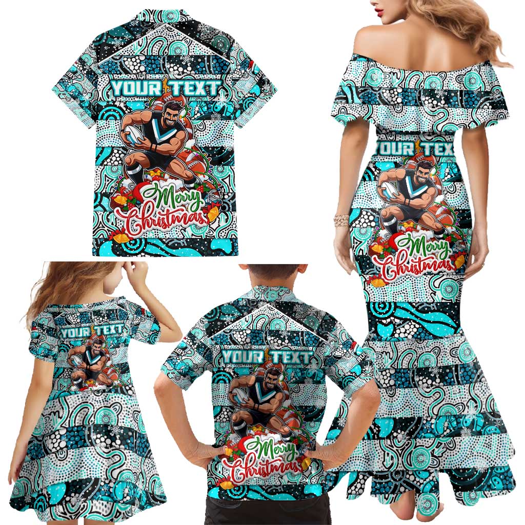 Custom Power Rugby Merry Christmas Family Matching Mermaid Dress and Hawaiian Shirt Indigenous Australian Art