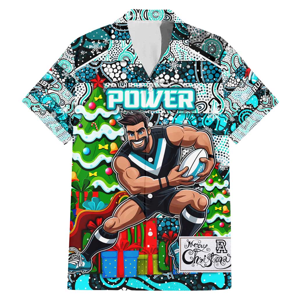 Custom Power Rugby Merry Christmas Family Matching Mermaid Dress and Hawaiian Shirt Indigenous Australian Art