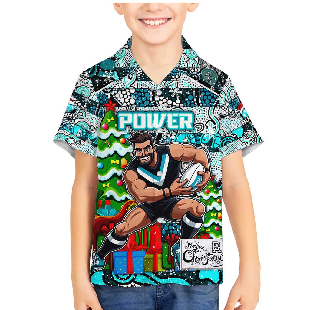 Custom Power Rugby Merry Christmas Family Matching Mermaid Dress and Hawaiian Shirt Indigenous Australian Art