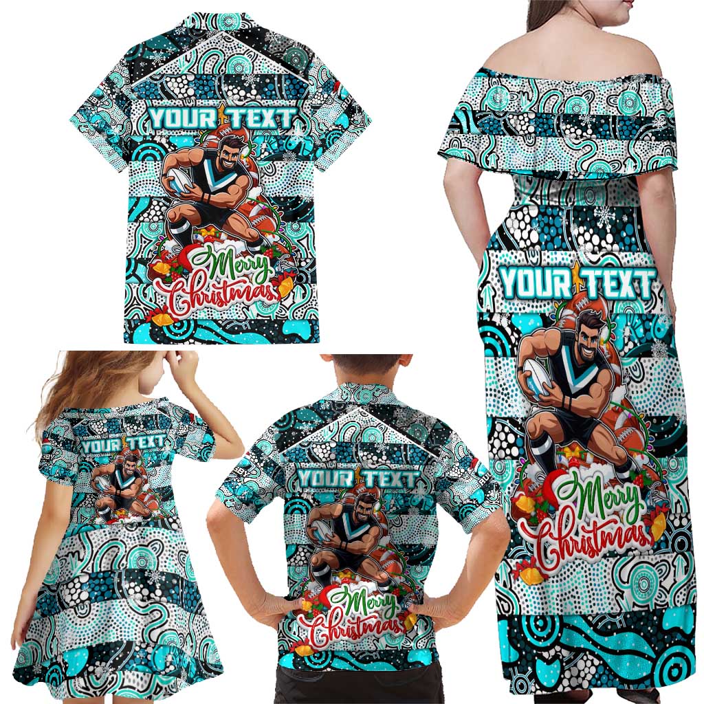 Custom Power Rugby Merry Christmas Family Matching Off Shoulder Maxi Dress and Hawaiian Shirt Indigenous Australian Art