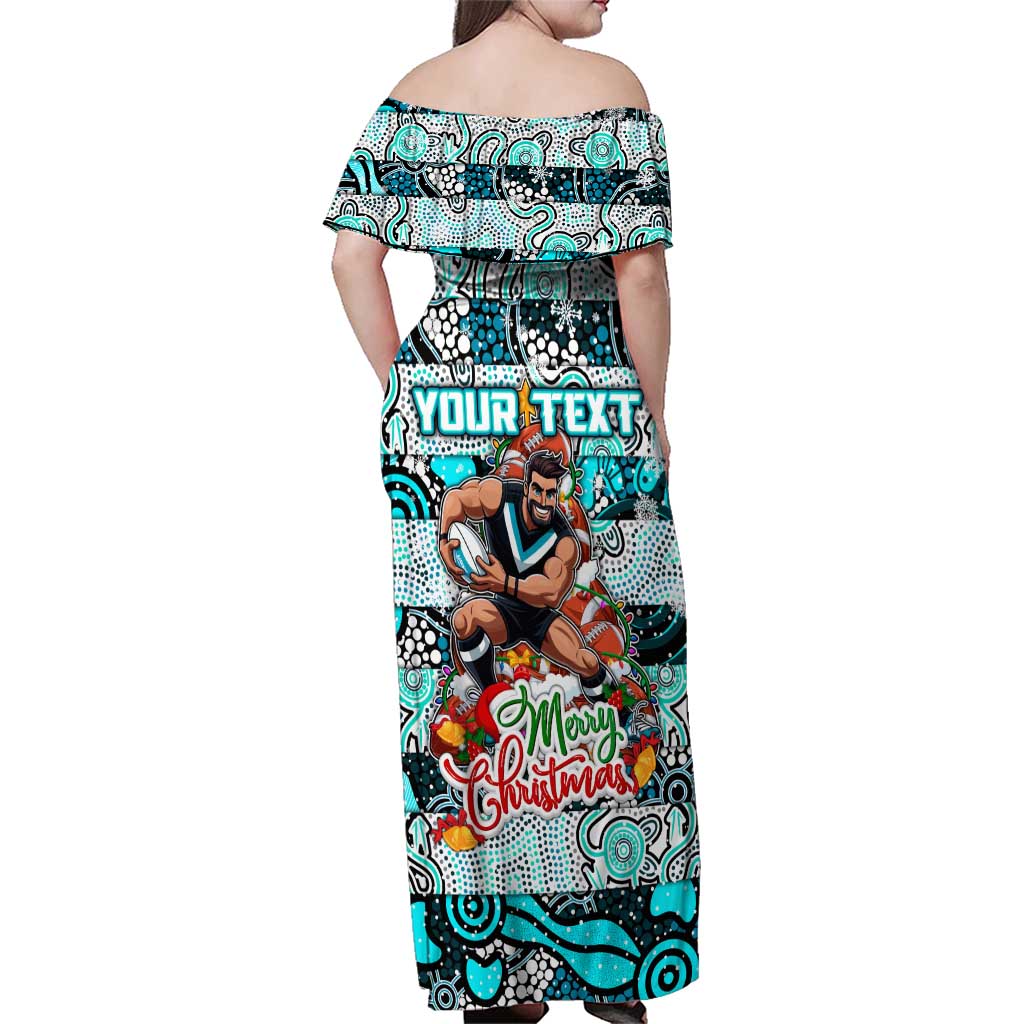 Custom Power Rugby Merry Christmas Family Matching Off Shoulder Maxi Dress and Hawaiian Shirt Indigenous Australian Art