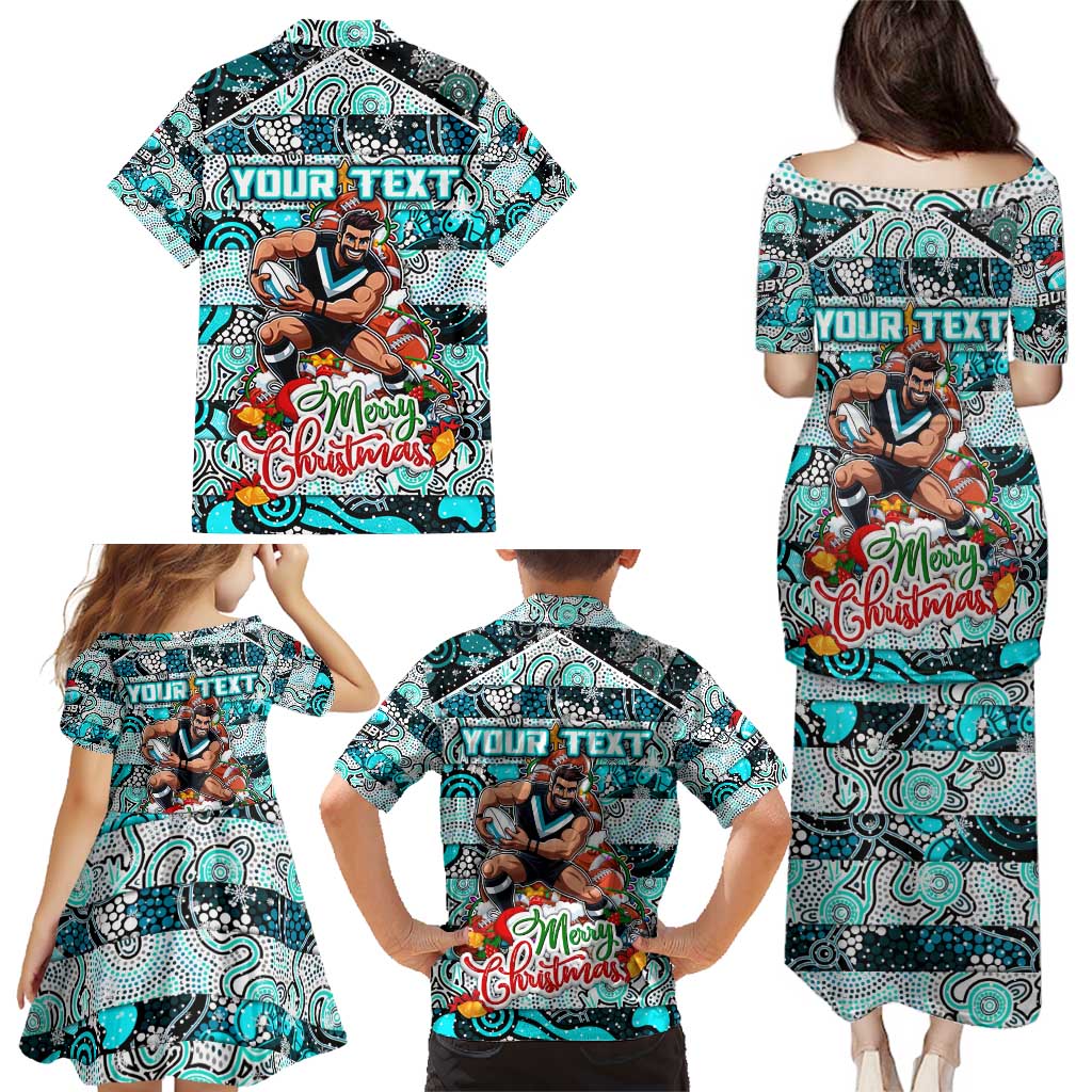 Custom Power Rugby Merry Christmas Family Matching Puletasi and Hawaiian Shirt Indigenous Australian Art