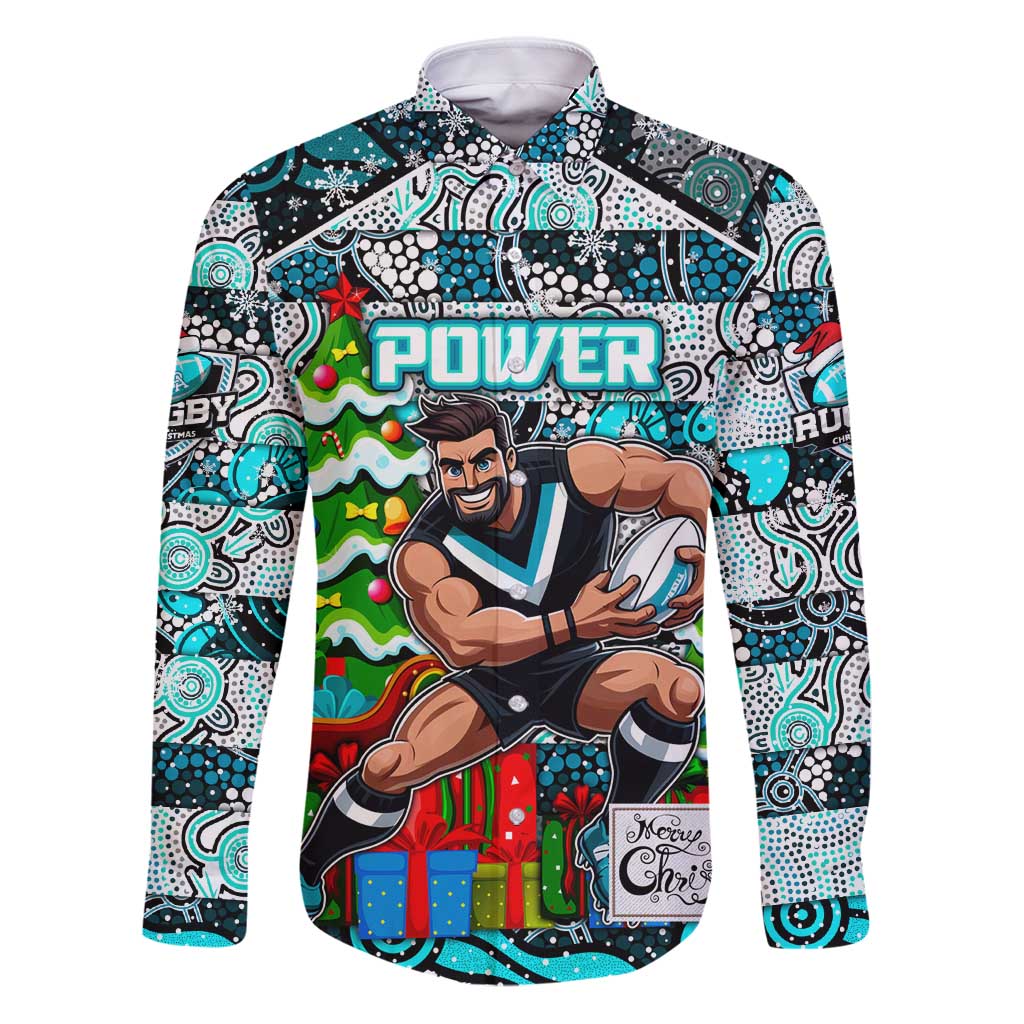Custom Power Rugby Merry Christmas Family Matching Puletasi and Hawaiian Shirt Indigenous Australian Art