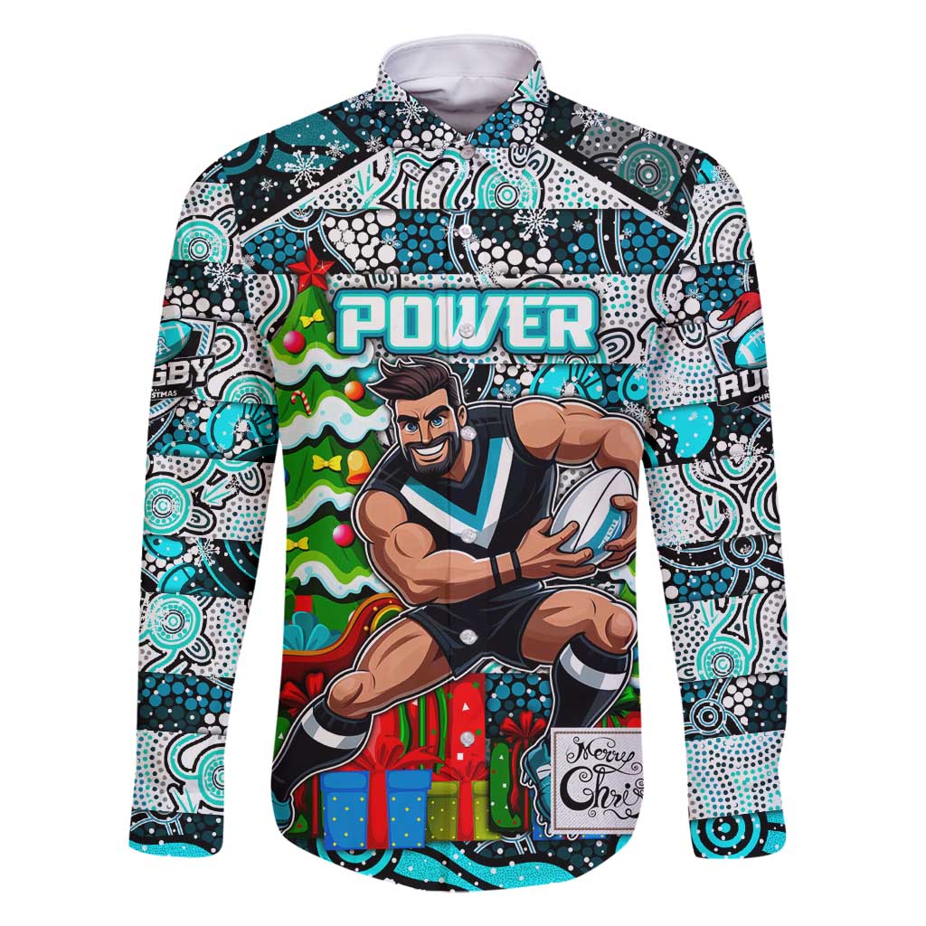 Custom Power Rugby Merry Christmas Family Matching Summer Maxi Dress and Hawaiian Shirt Indigenous Australian Art