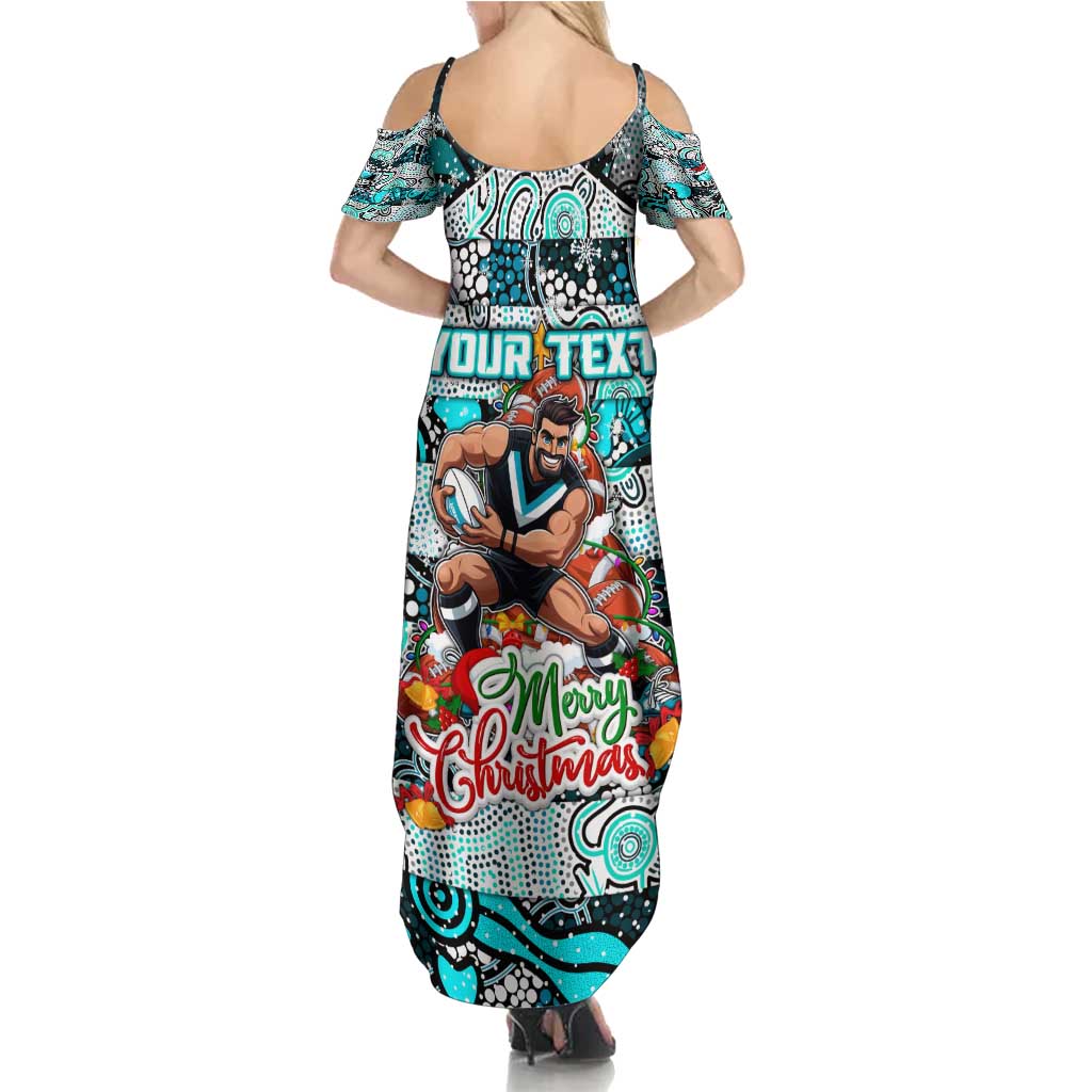 Custom Power Rugby Merry Christmas Family Matching Summer Maxi Dress and Hawaiian Shirt Indigenous Australian Art