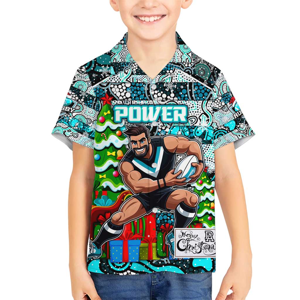 Custom Power Rugby Merry Christmas Family Matching Summer Maxi Dress and Hawaiian Shirt Indigenous Australian Art