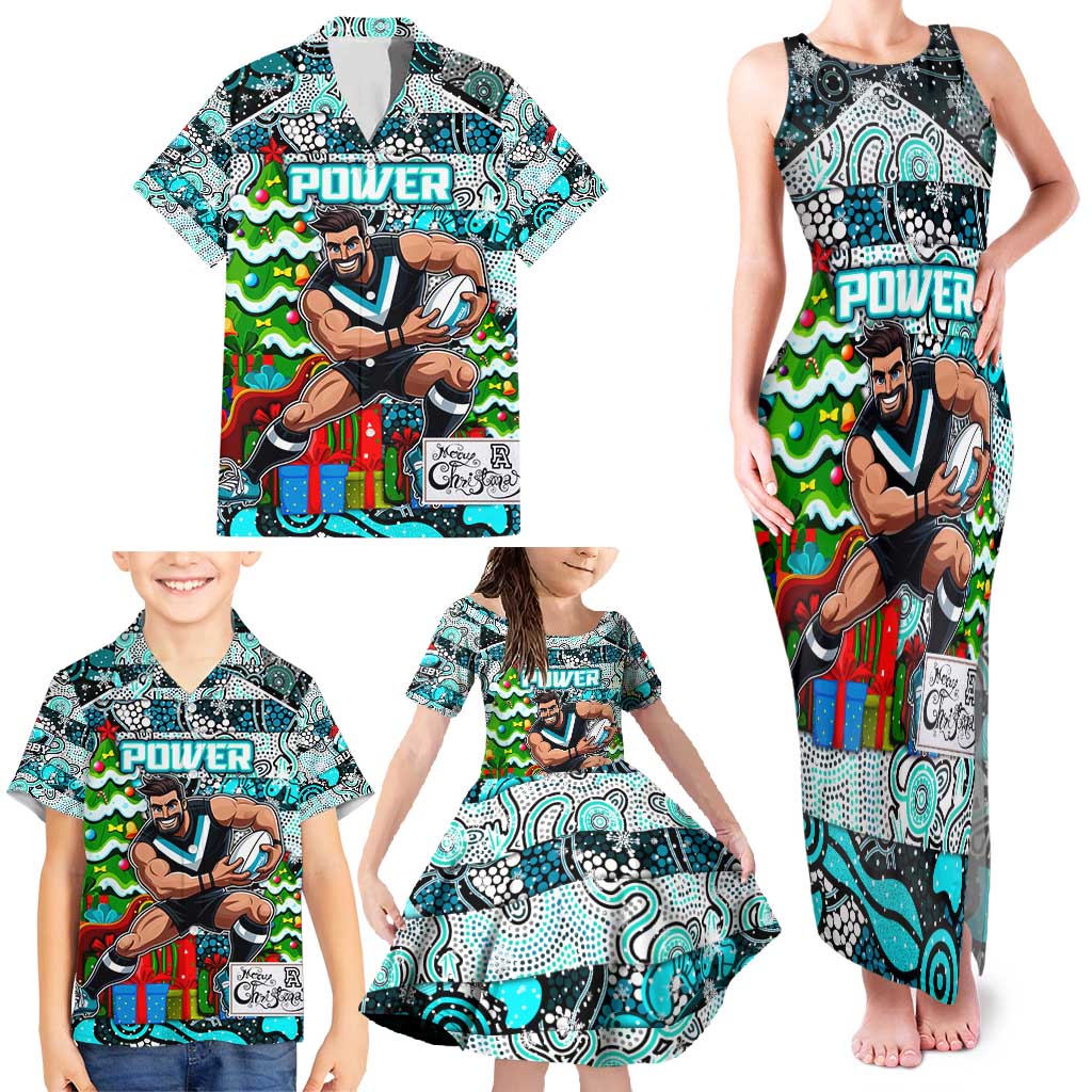 Custom Power Rugby Merry Christmas Family Matching Tank Maxi Dress and Hawaiian Shirt Indigenous Australian Art