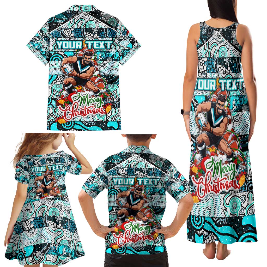 Custom Power Rugby Merry Christmas Family Matching Tank Maxi Dress and Hawaiian Shirt Indigenous Australian Art