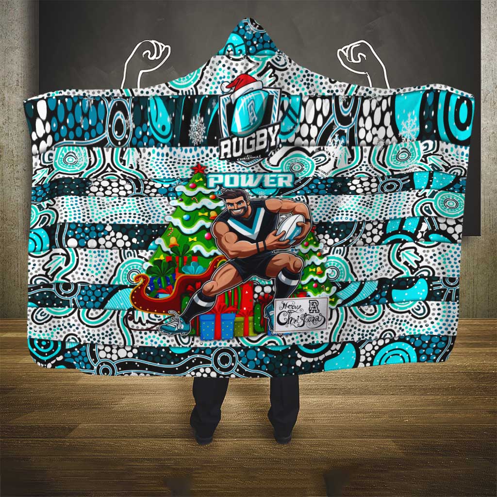 Power Football Merry Christmas Hooded Blanket Indigenous Australian Art