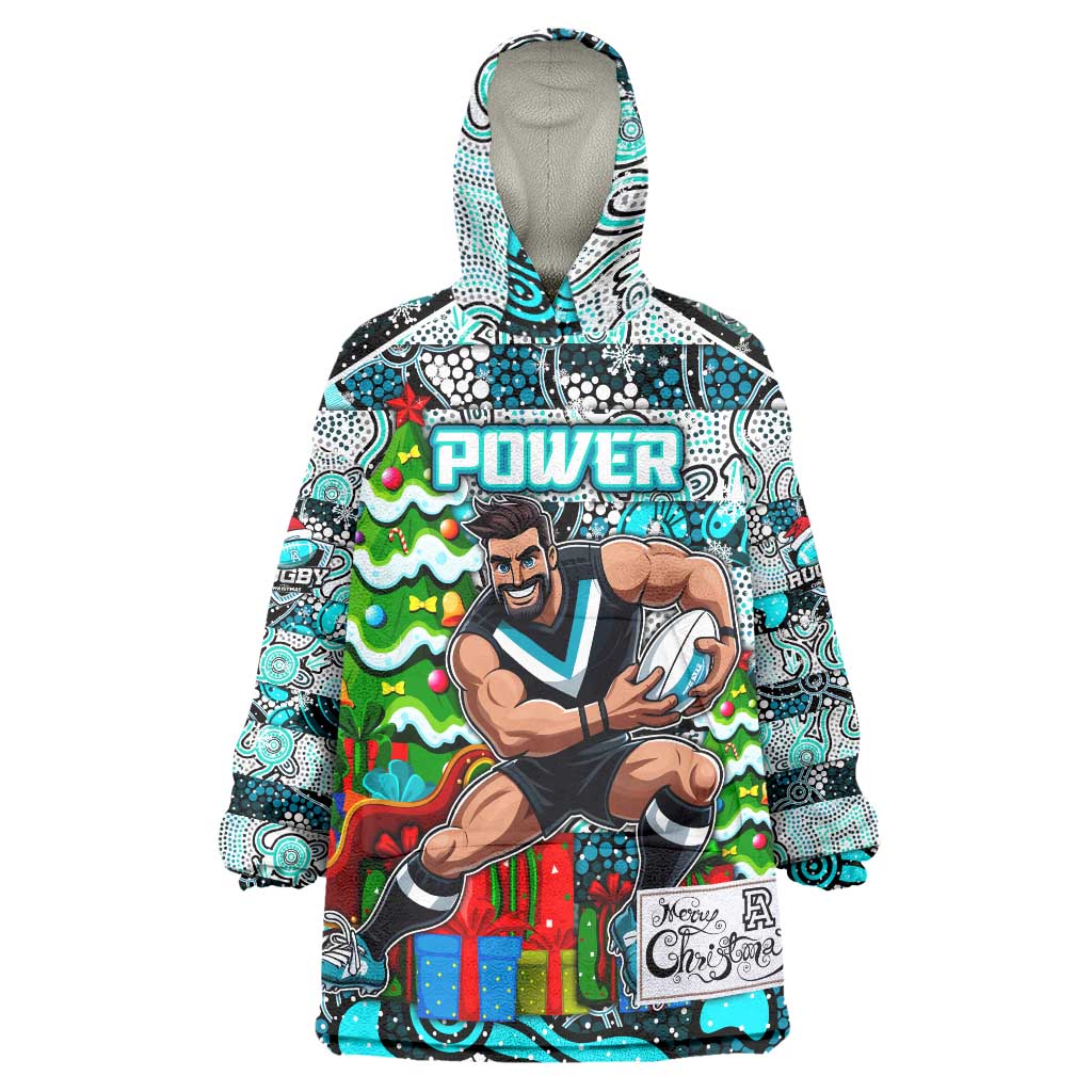 Custom Power Football Merry Christmas Wearable Blanket Hoodie Indigenous Australian Art - Vibe Hoodie Shop