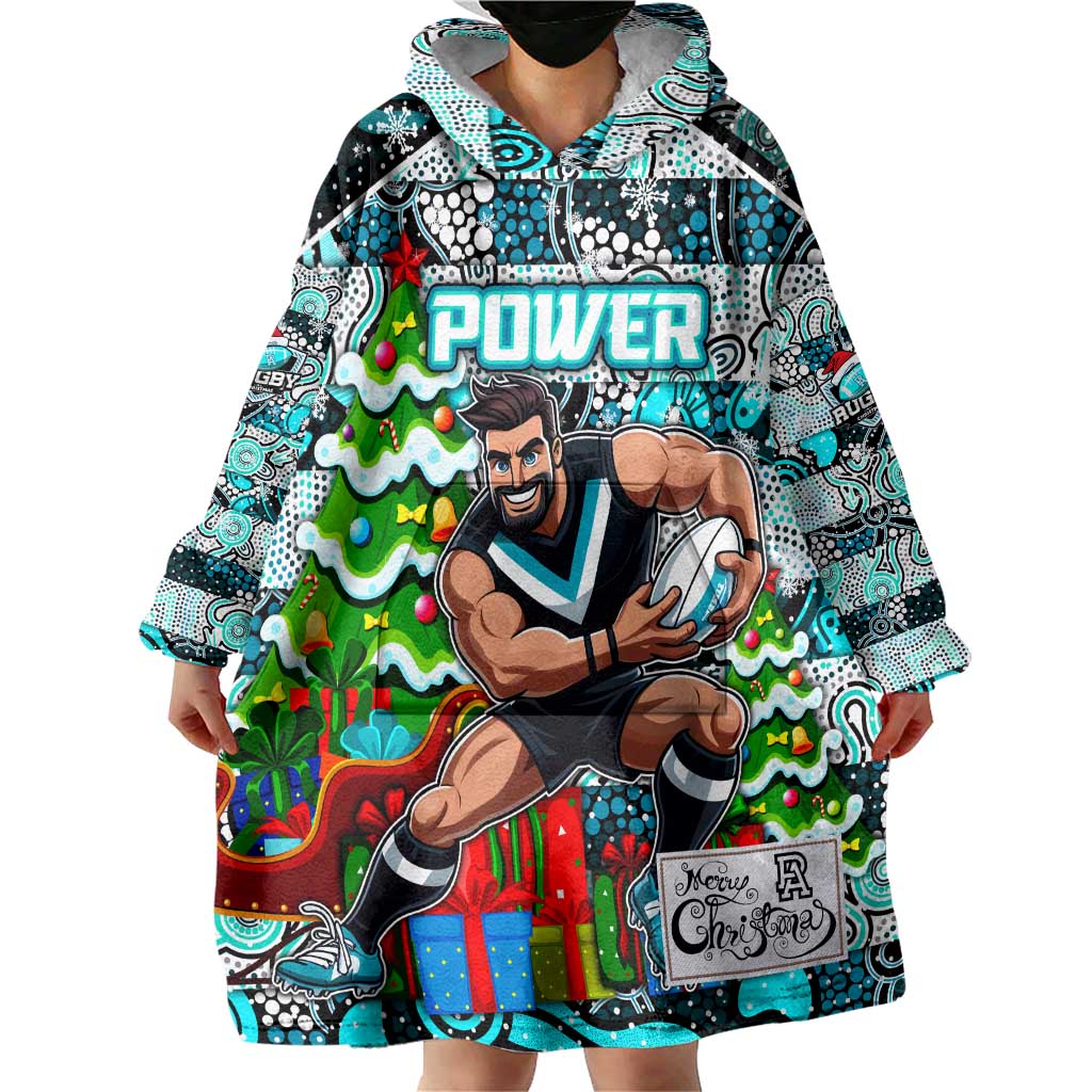 Custom Power Football Merry Christmas Wearable Blanket Hoodie Indigenous Australian Art - Vibe Hoodie Shop