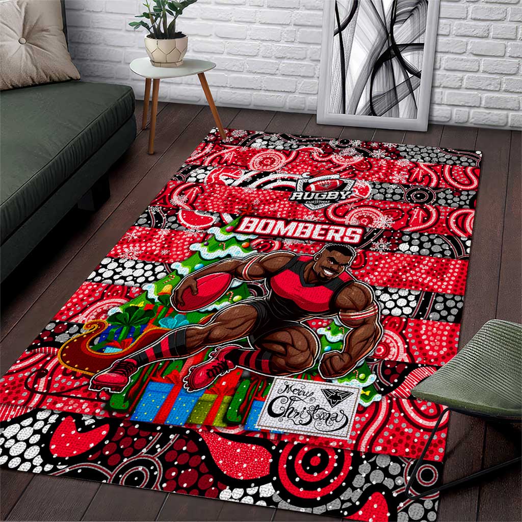 Bombers Football Merry Christmas Area Rug Indigenous Australian Art - Vibe Hoodie Shop