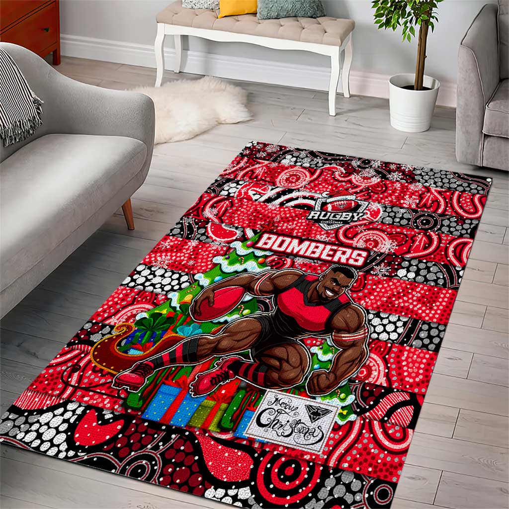 Bombers Football Merry Christmas Area Rug Indigenous Australian Art - Vibe Hoodie Shop