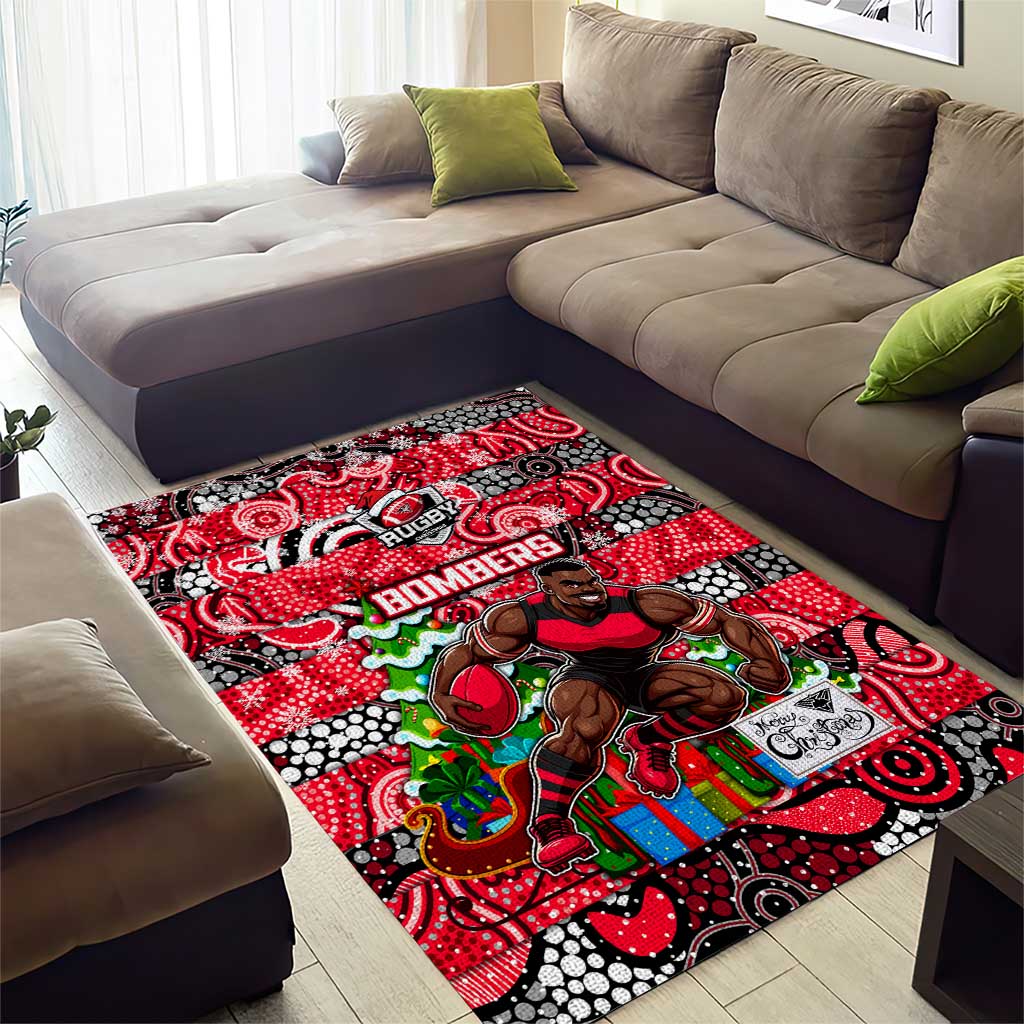 Bombers Football Merry Christmas Area Rug Indigenous Australian Art - Vibe Hoodie Shop