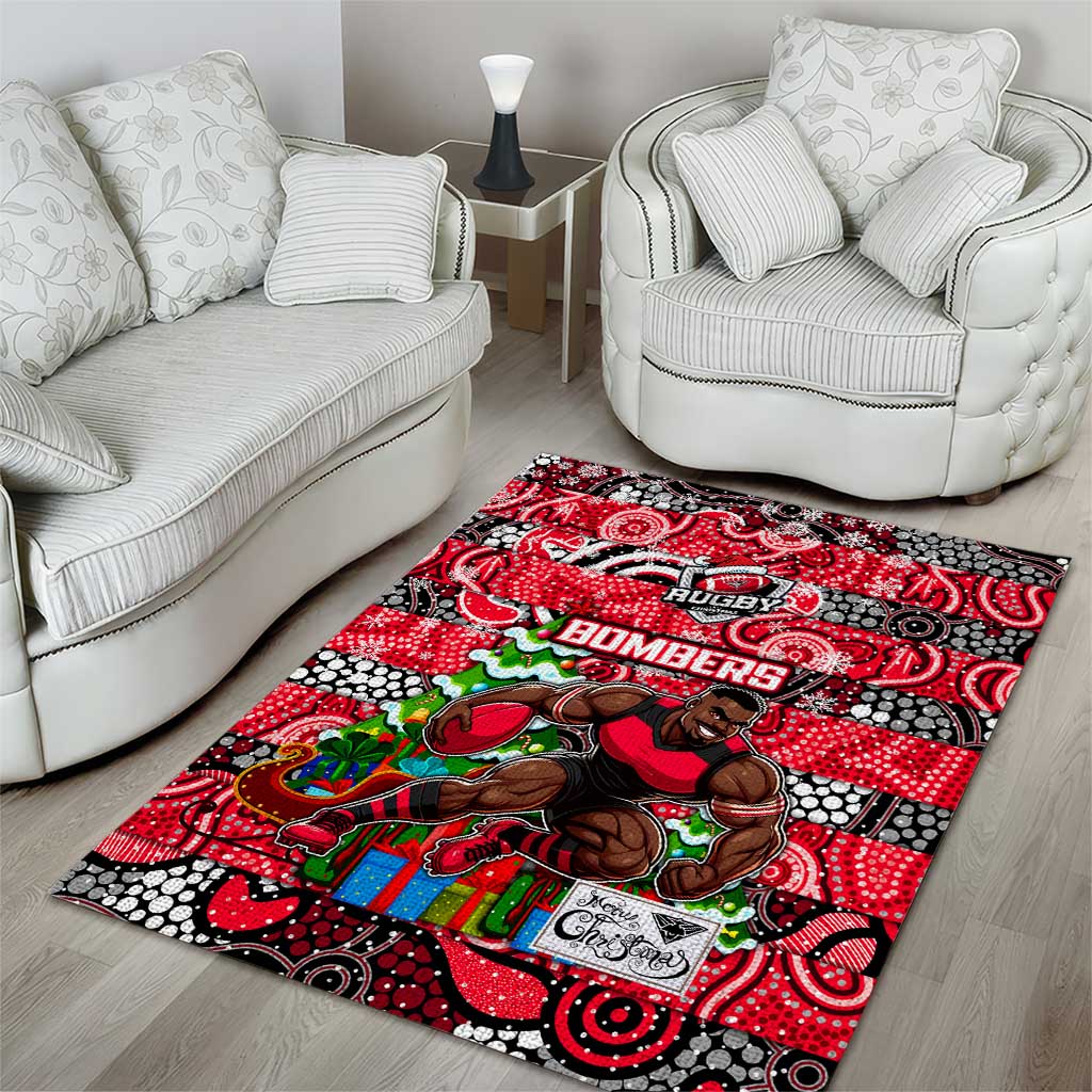 Bombers Football Merry Christmas Area Rug Indigenous Australian Art - Vibe Hoodie Shop