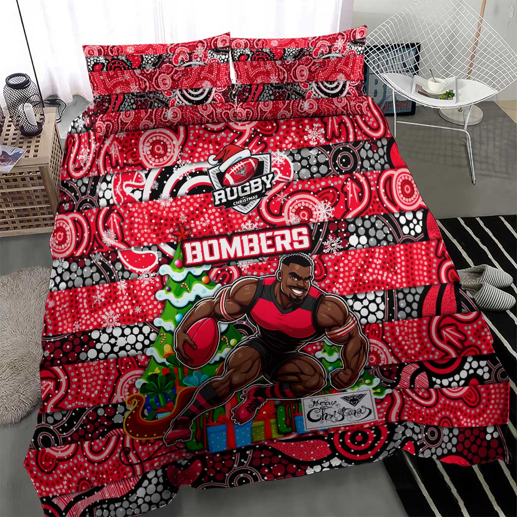 Bombers Football Merry Christmas Bedding Set Indigenous Australian Art - Vibe Hoodie Shop