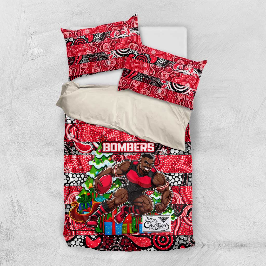 Bombers Football Merry Christmas Bedding Set Indigenous Australian Art - Vibe Hoodie Shop
