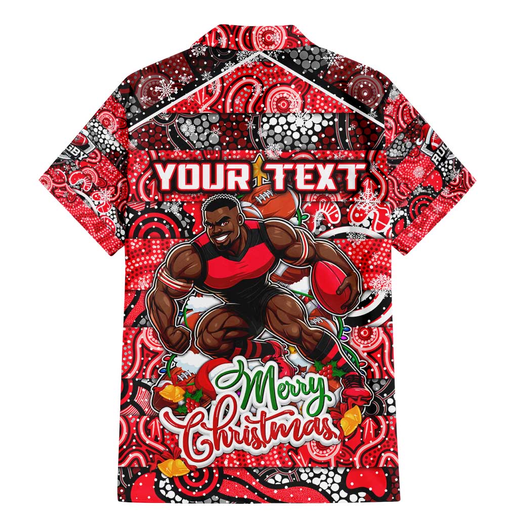 Custom Bombers Rugby Merry Christmas Family Matching Mermaid Dress and Hawaiian Shirt Indigenous Australian Art