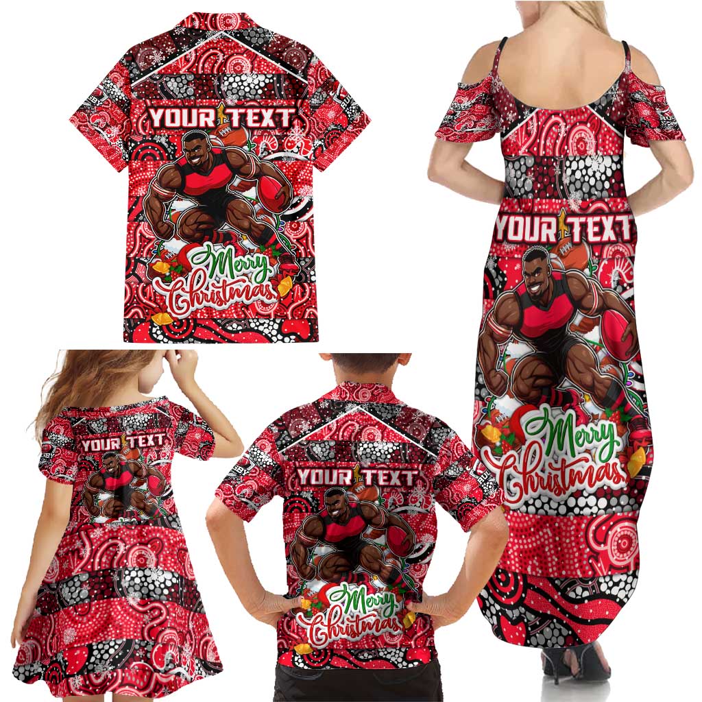 Custom Bombers Rugby Merry Christmas Family Matching Summer Maxi Dress and Hawaiian Shirt Indigenous Australian Art