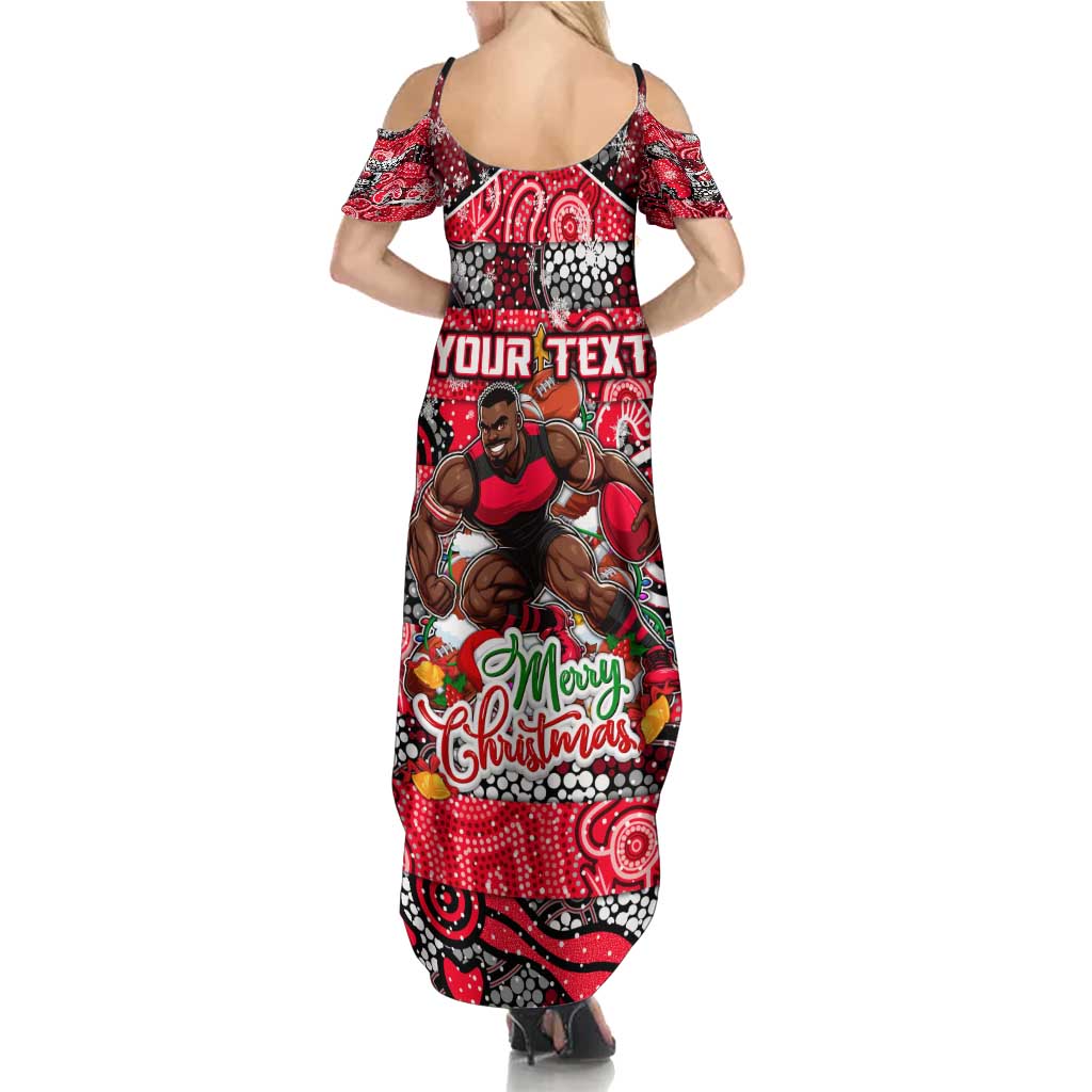 Custom Bombers Rugby Merry Christmas Family Matching Summer Maxi Dress and Hawaiian Shirt Indigenous Australian Art