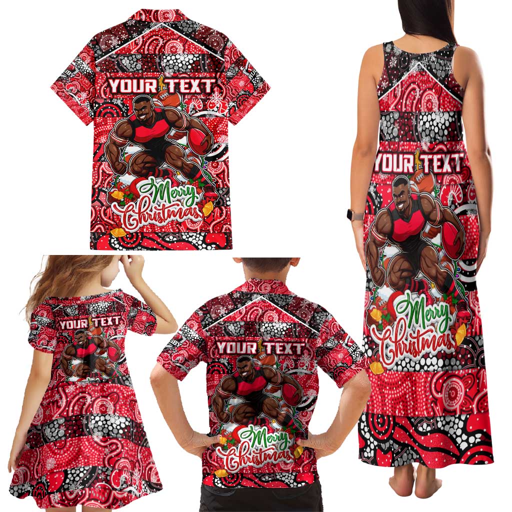 Custom Bombers Rugby Merry Christmas Family Matching Tank Maxi Dress and Hawaiian Shirt Indigenous Australian Art