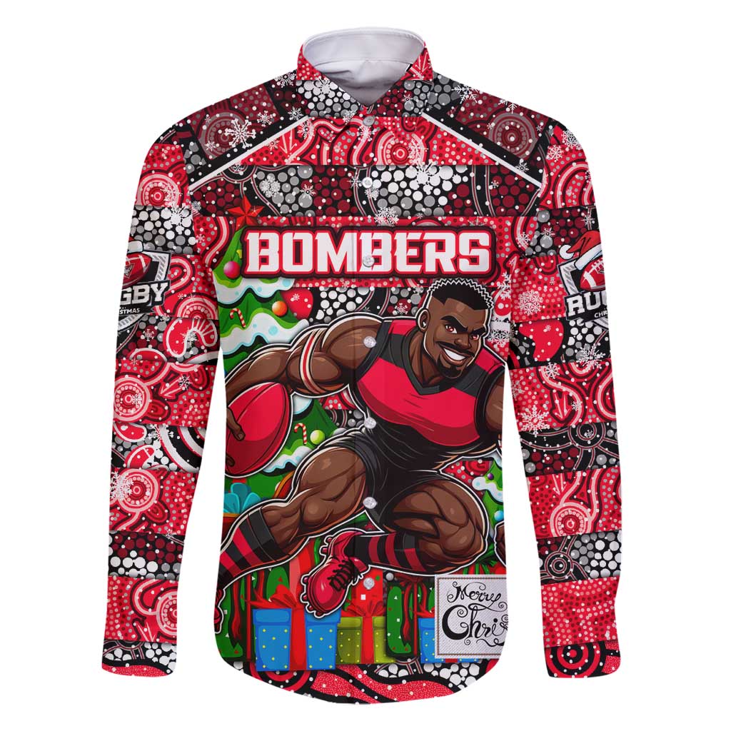 Custom Bombers Rugby Merry Christmas Family Matching Tank Maxi Dress and Hawaiian Shirt Indigenous Australian Art