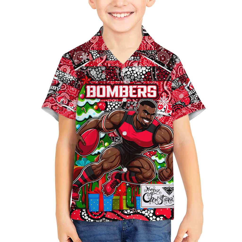 Custom Bombers Rugby Merry Christmas Family Matching Tank Maxi Dress and Hawaiian Shirt Indigenous Australian Art