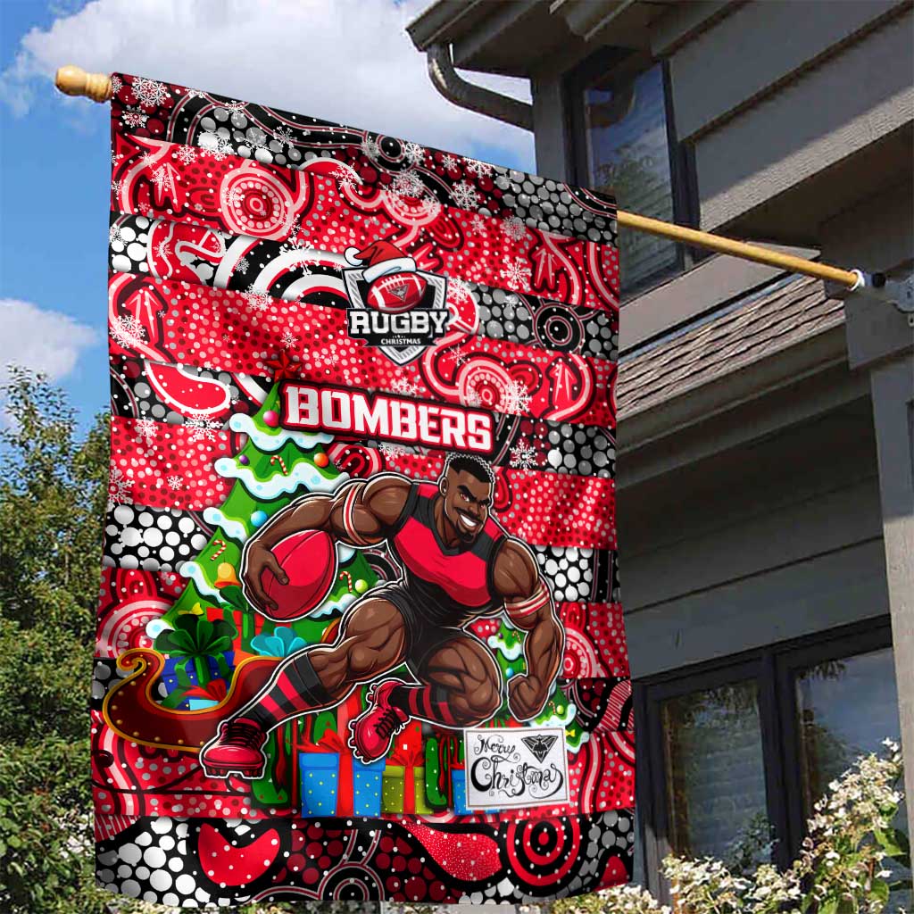 Bombers Football Merry Christmas Garden Flag Indigenous Australian Art - Vibe Hoodie Shop