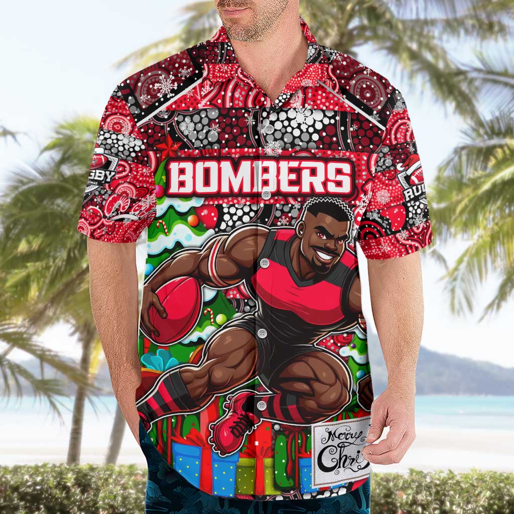 Custom Bombers Football Merry Christmas Hawaiian Shirt Indigenous Australian Art - Vibe Hoodie Shop