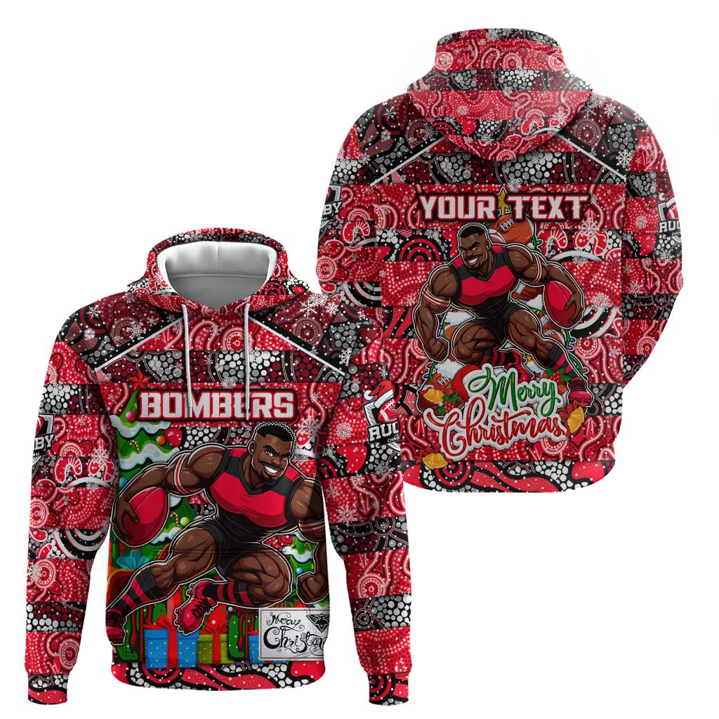 Custom Bombers Football Merry Christmas Hoodie Indigenous Australian Art - Vibe Hoodie Shop