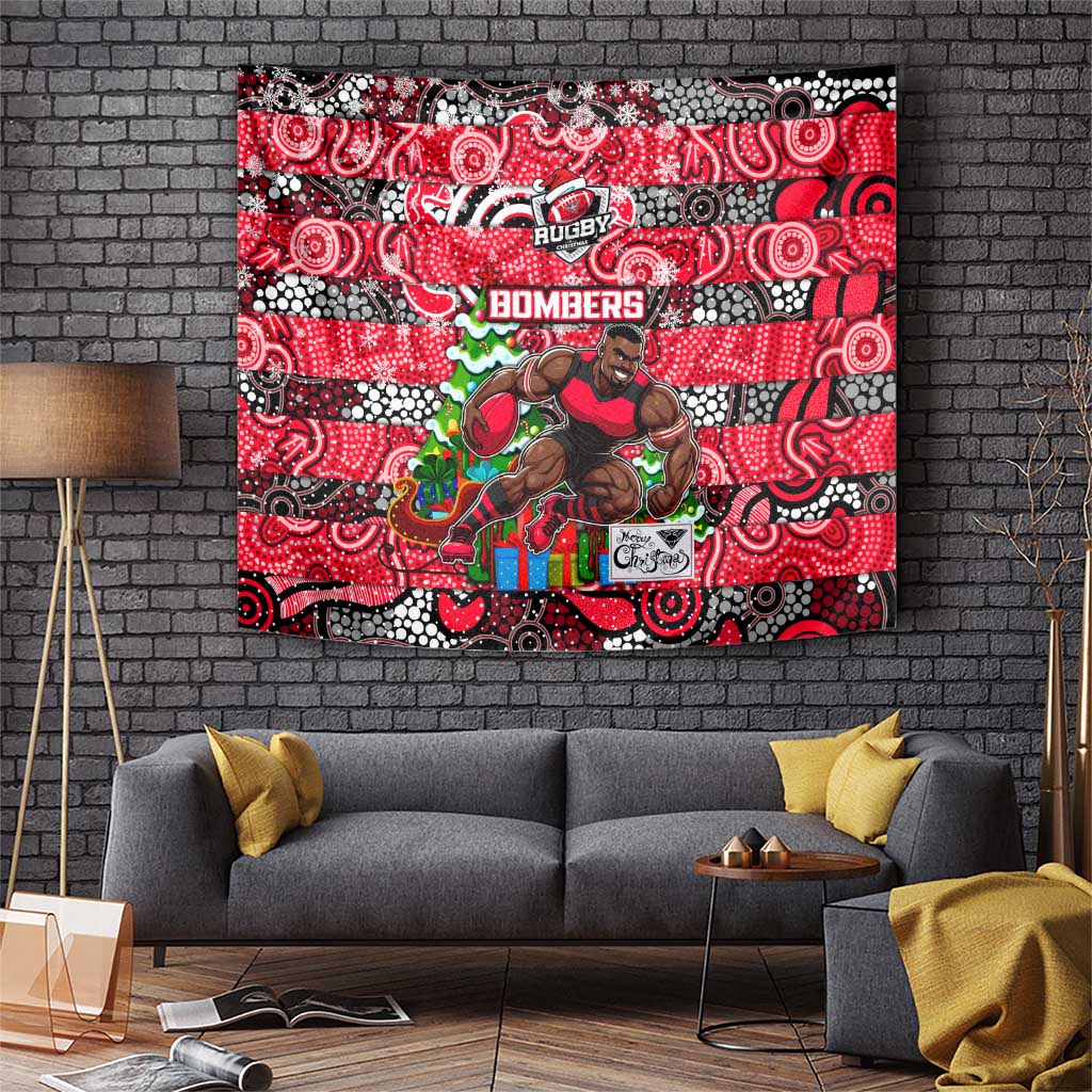 Bombers Football Merry Christmas Tapestry Indigenous Australian Art - Vibe Hoodie Shop