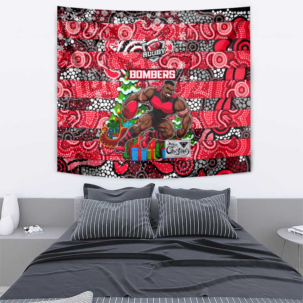 Bombers Football Merry Christmas Tapestry Indigenous Australian Art - Vibe Hoodie Shop