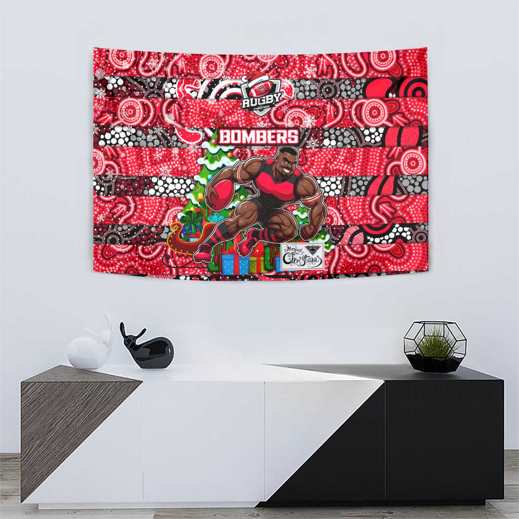 Bombers Football Merry Christmas Tapestry Indigenous Australian Art - Vibe Hoodie Shop