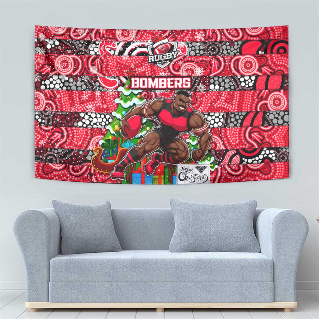 Bombers Football Merry Christmas Tapestry Indigenous Australian Art - Vibe Hoodie Shop