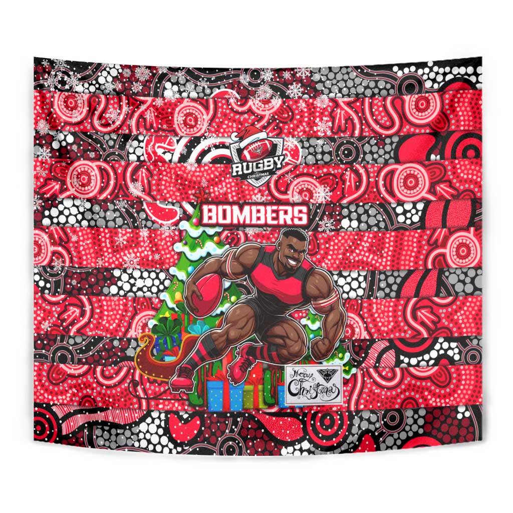 Bombers Football Merry Christmas Tapestry Indigenous Australian Art - Vibe Hoodie Shop