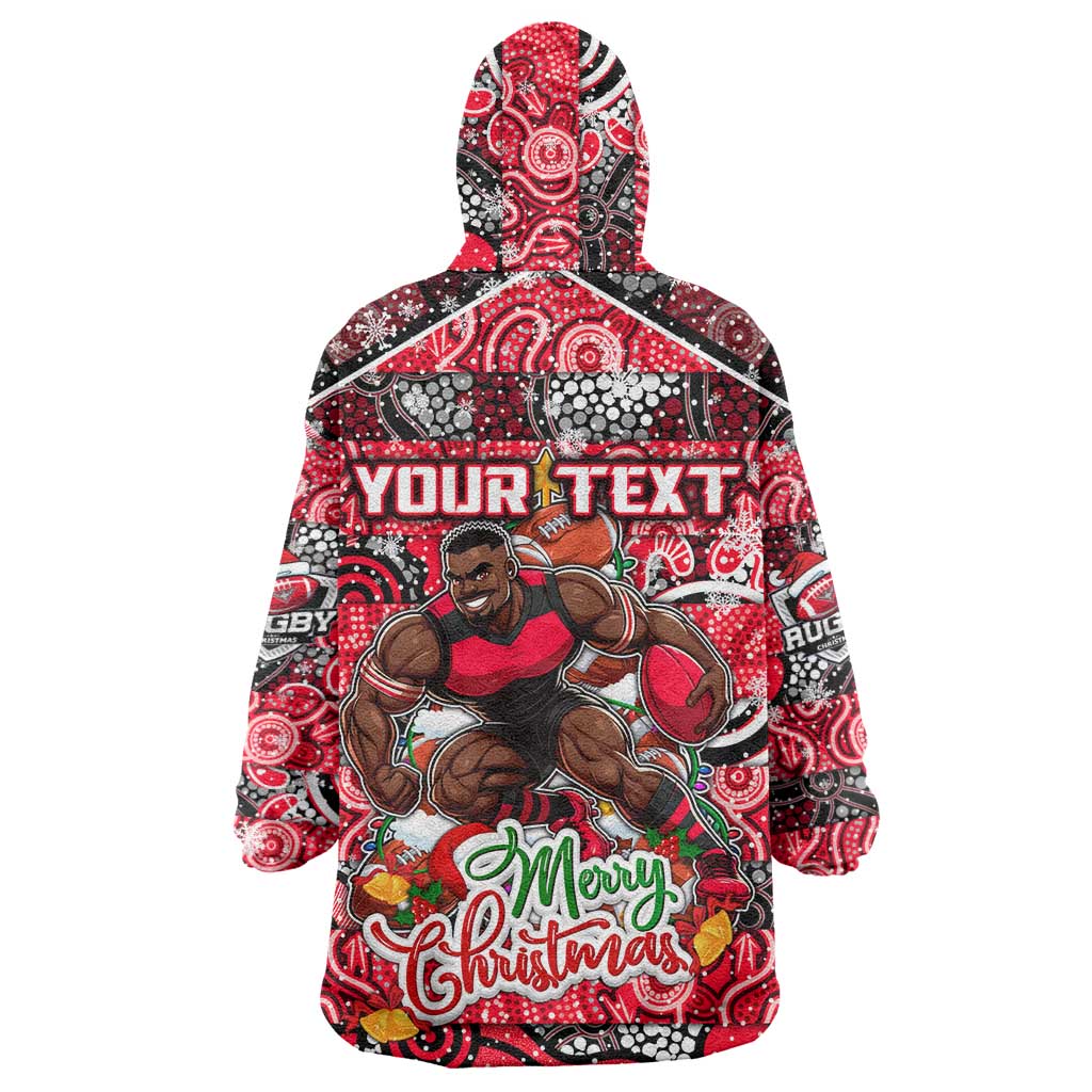 Custom Bombers Football Merry Christmas Wearable Blanket Hoodie Indigenous Australian Art - Vibe Hoodie Shop