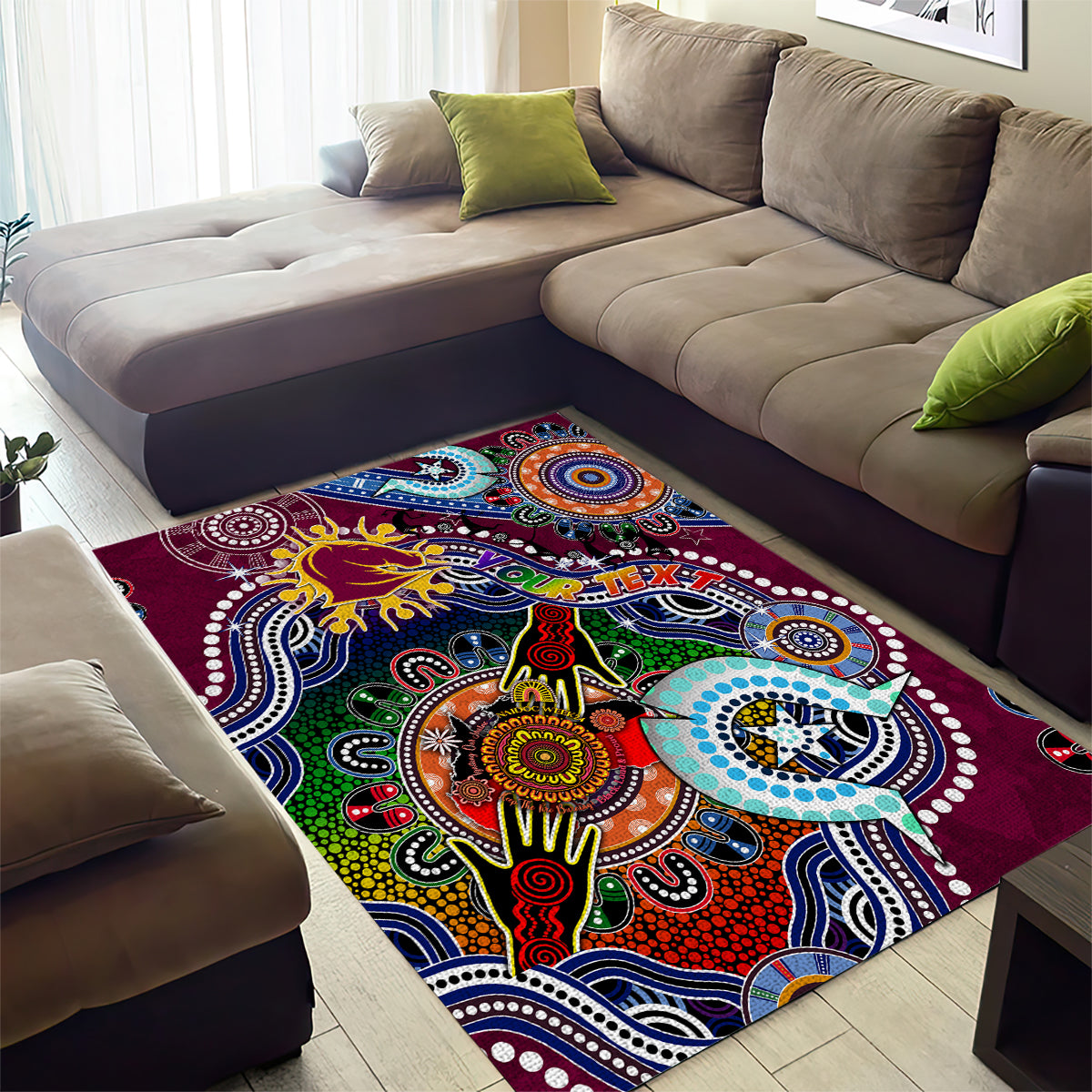 Personalised Broncos NAIDOC Week 2024 Area Rug Australia Aboriginal Dot Painting - Vibe Hoodie Shop