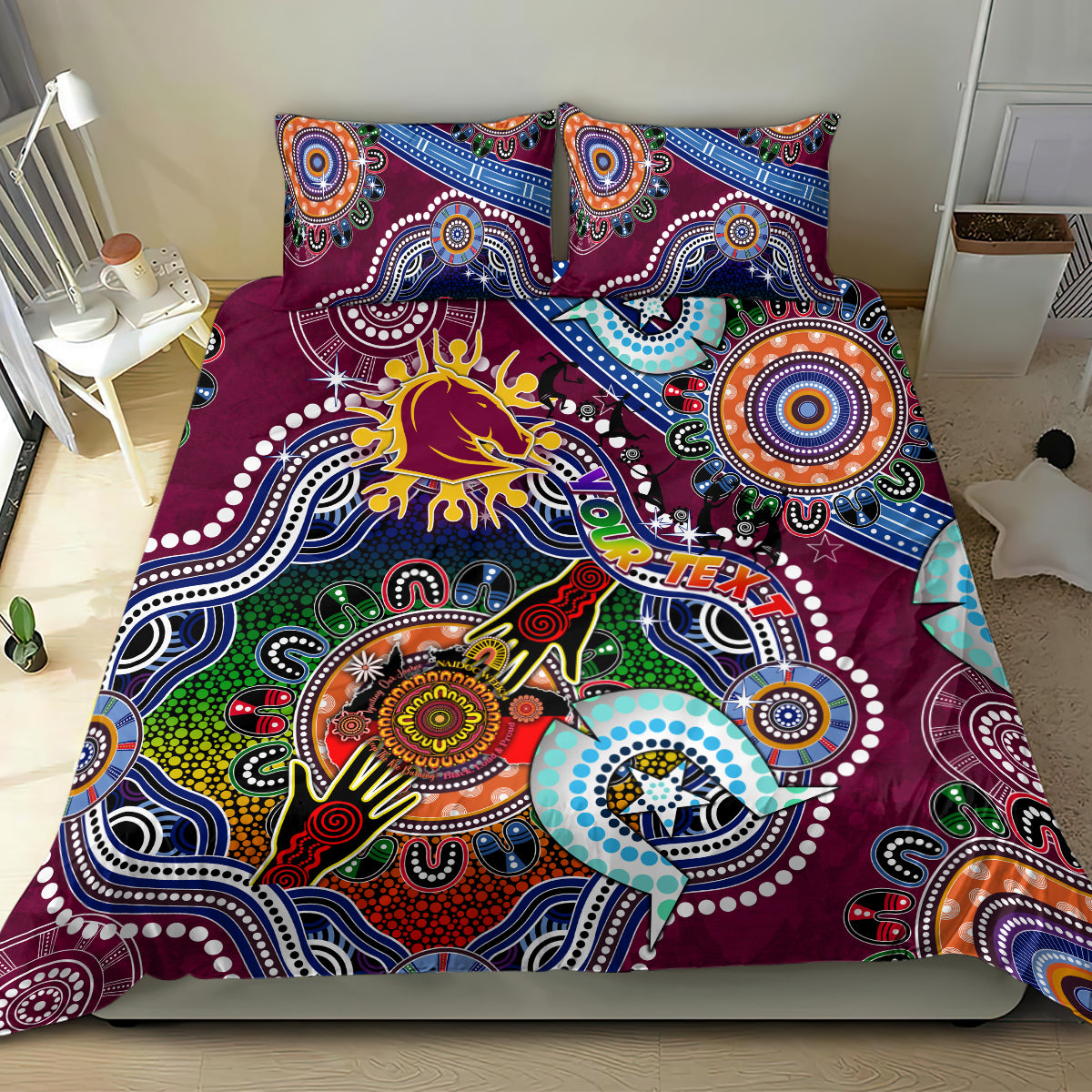 Personalised Broncos NAIDOC Week 2024 Bedding Set Australia Aboriginal Dot Painting - Vibe Hoodie Shop