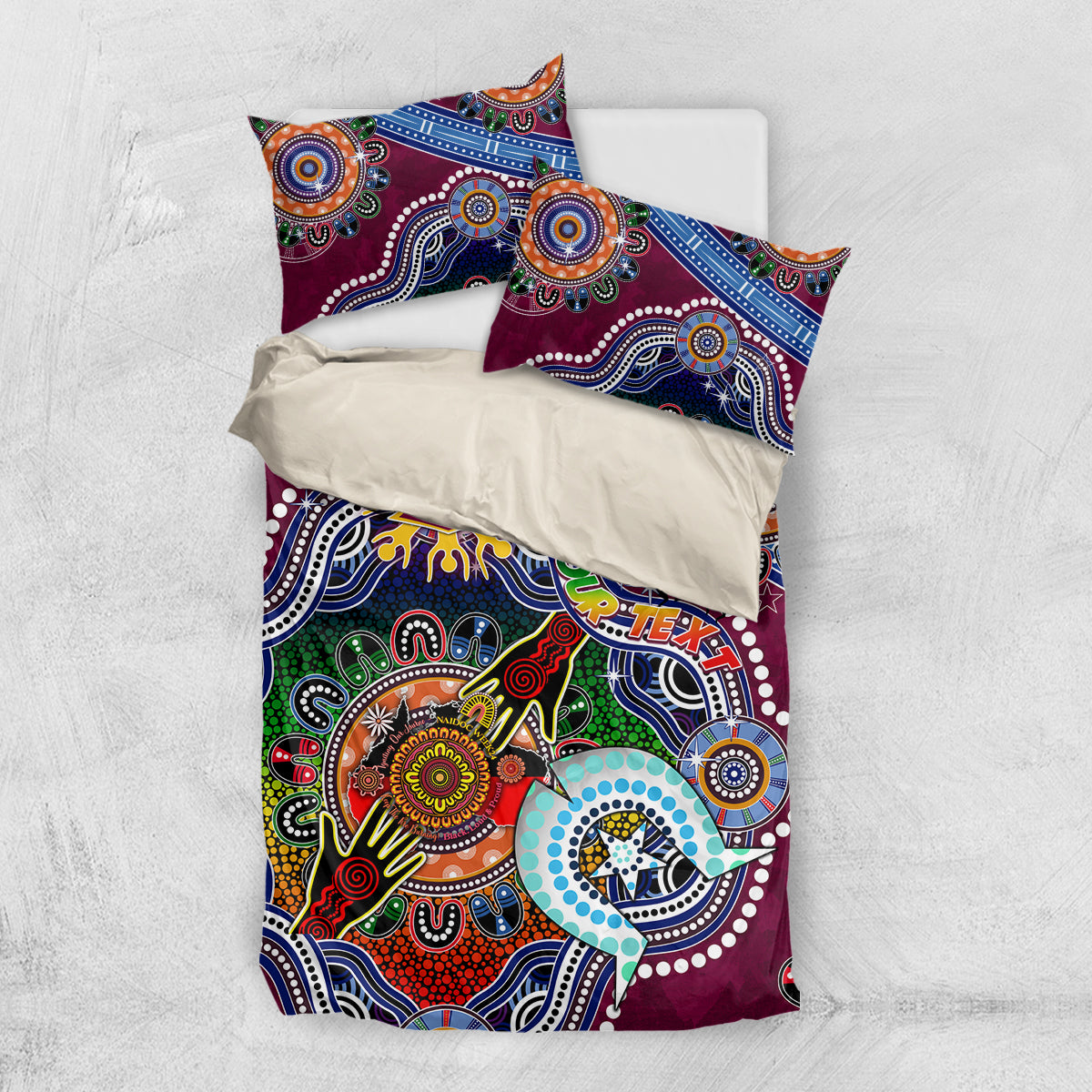 Personalised Broncos NAIDOC Week 2024 Bedding Set Australia Aboriginal Dot Painting - Vibe Hoodie Shop